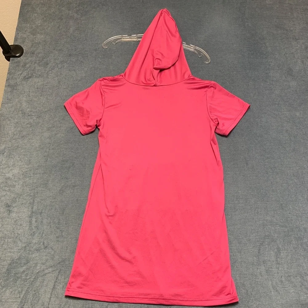 Spyder Swimsuit Cover Up Girls XL Pink Stretch Hood Short Sleeve Beach Swimwear